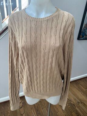 Polo Ralph Lauren Cable Knit Cotton Viscose Crew Neck Sweater Brown Size XXL